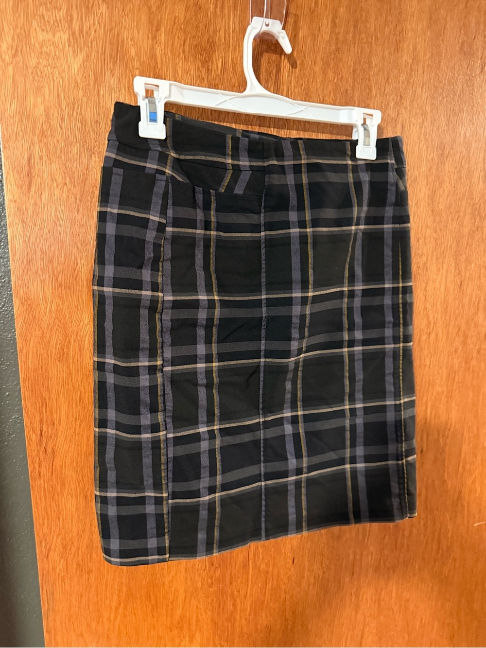 Black Plaid Pencil Skirt - Women